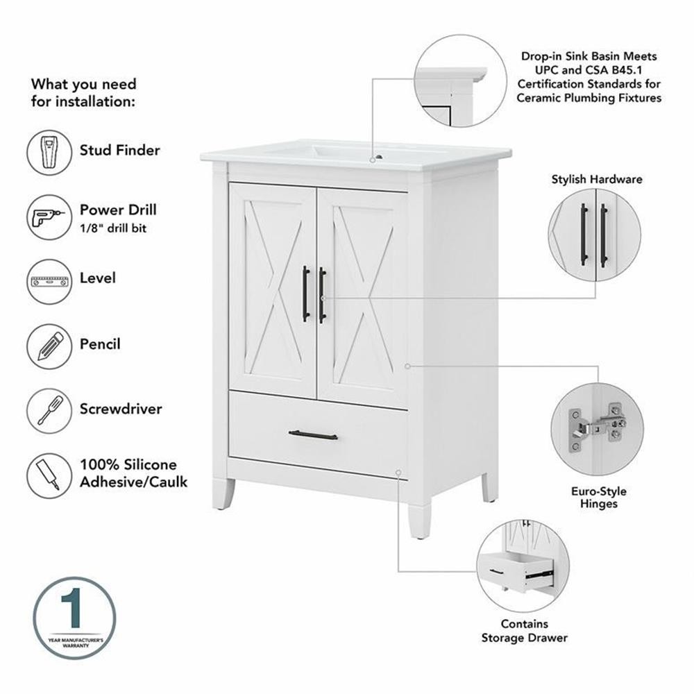 Pemberly Row Engineered Wood Double Vanity Set with Sinks in White Ash