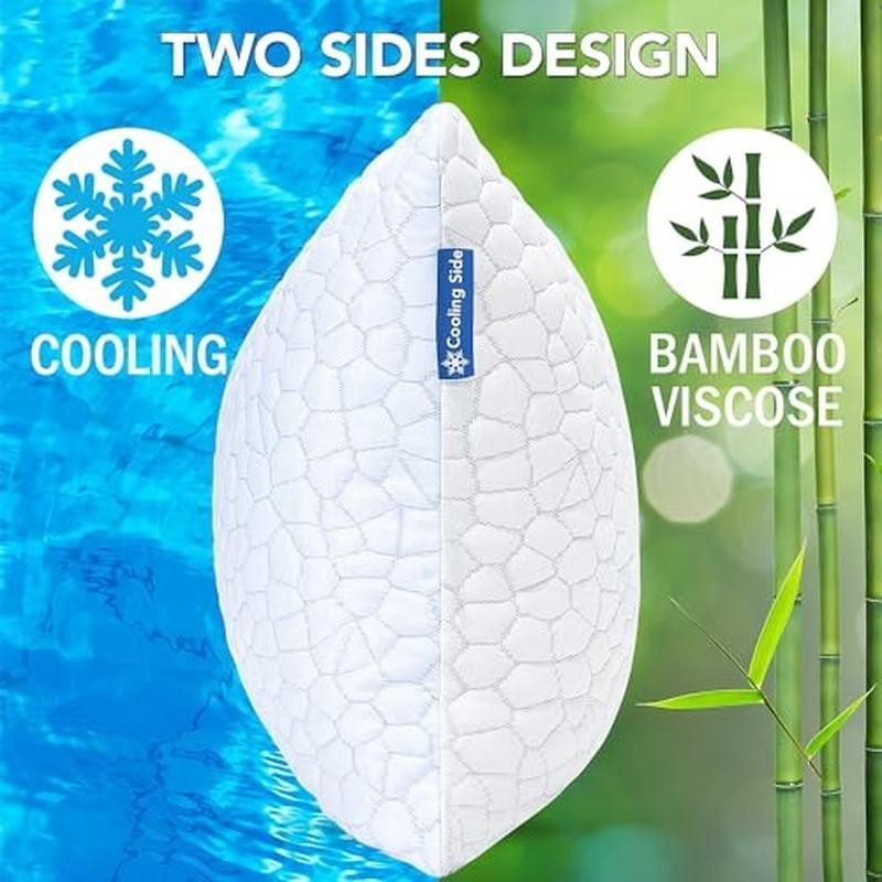 Cooling Pillows 2 Pack Shredded Memory Foam Adjustable Supportive Breathable New