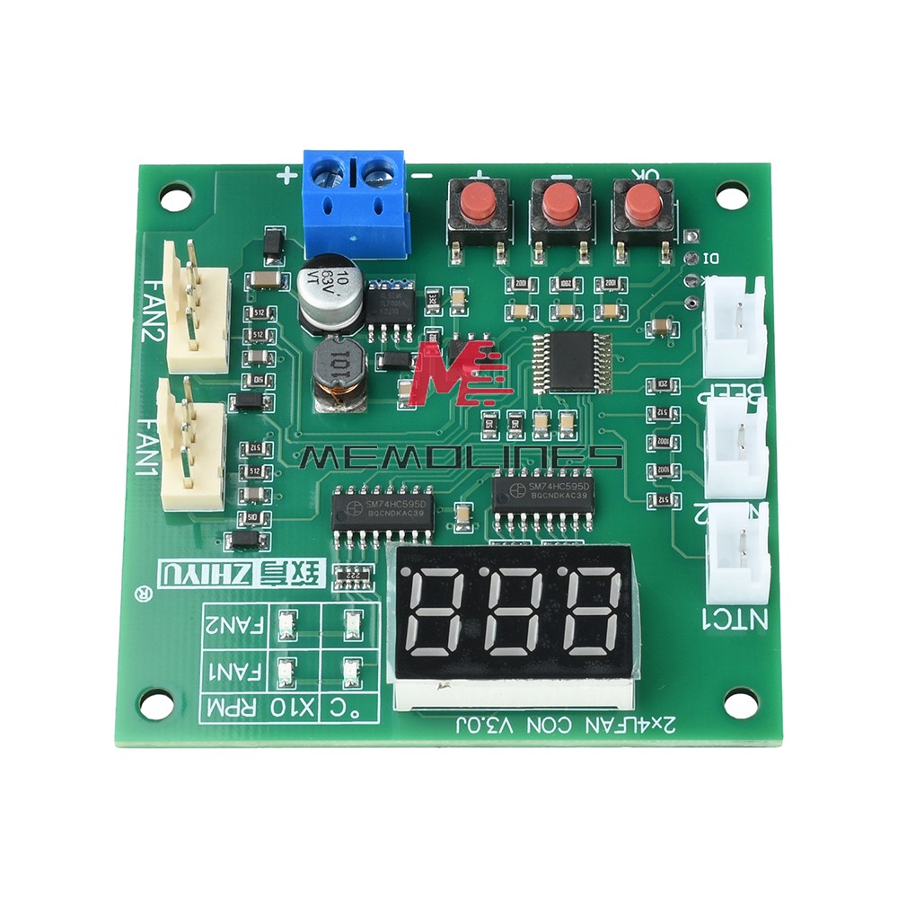 Heat Dissipation PWM 4 Wire Fan Temperature 2-Way Speed Controller Module