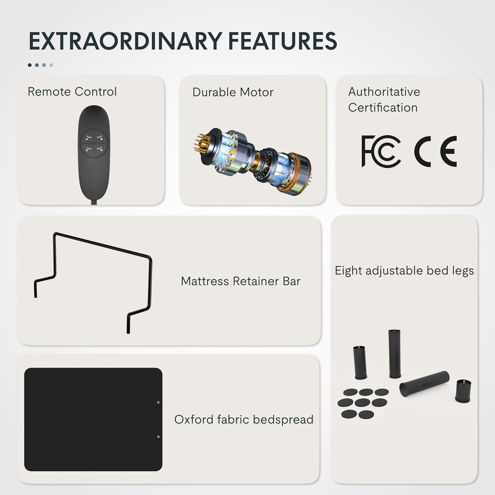 FLEXISPOT S2E Adjustable Bed Frame Base Queen,One-Person Transport and Assembly,