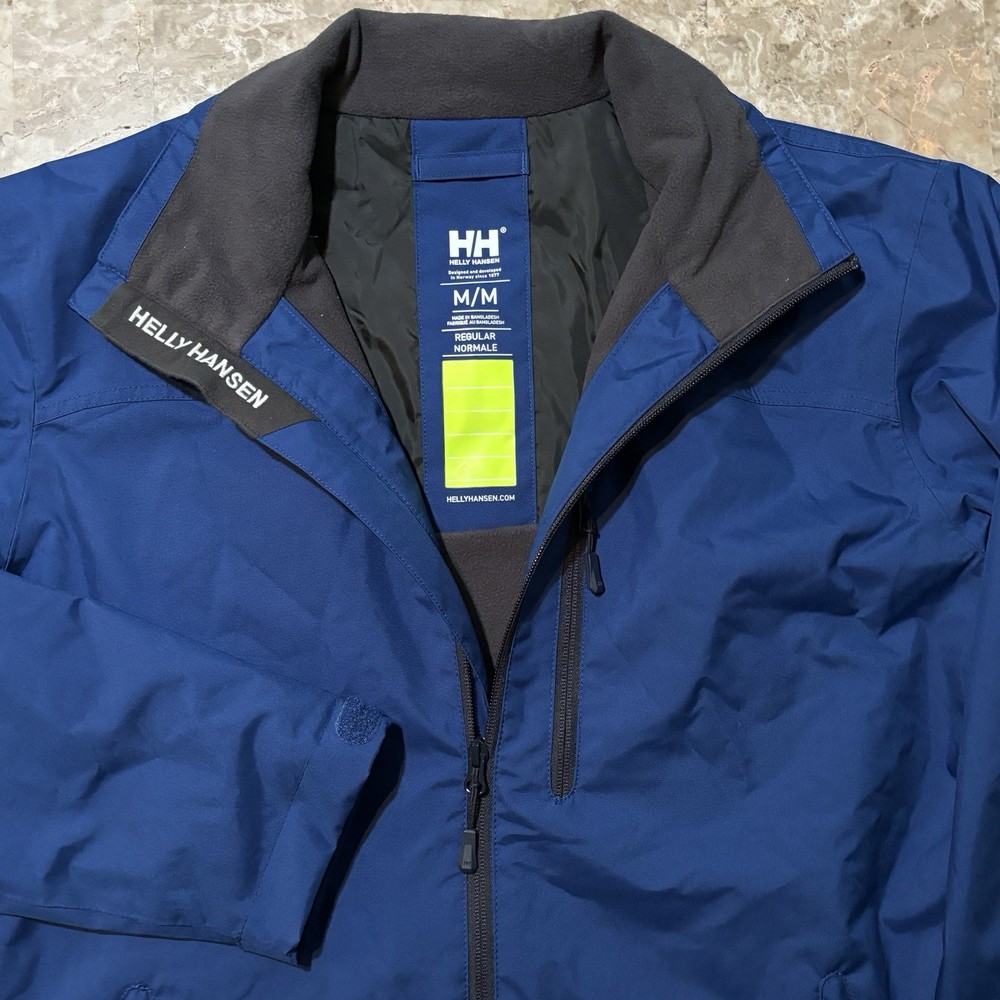 Helly Hansen Jacket Mens Medium Blue Crew Midlayer Soft Shell Fleece Sailing