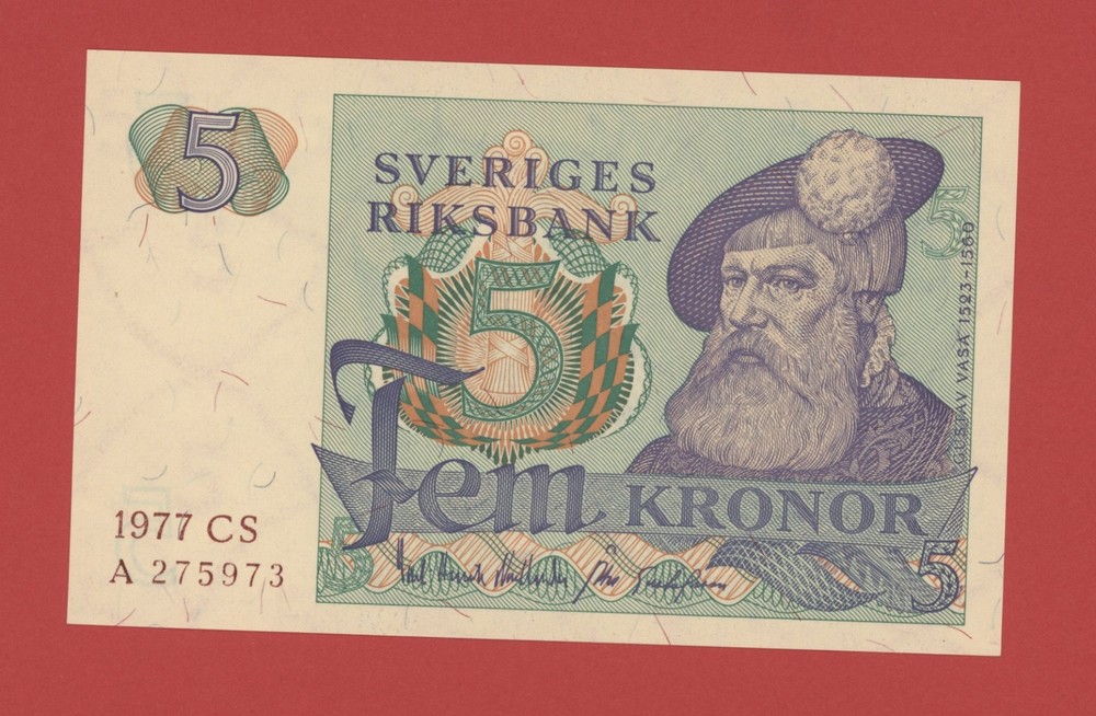 SWEDEN   5  KRONOR  1977   PICK # 51c  UNC.