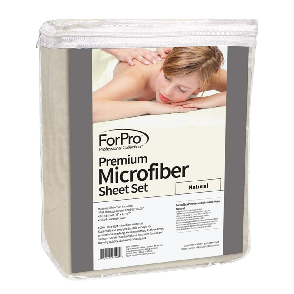 ForPro Professional Collection Premium Microfiber 3-Piece Massage Sheet Set, ...