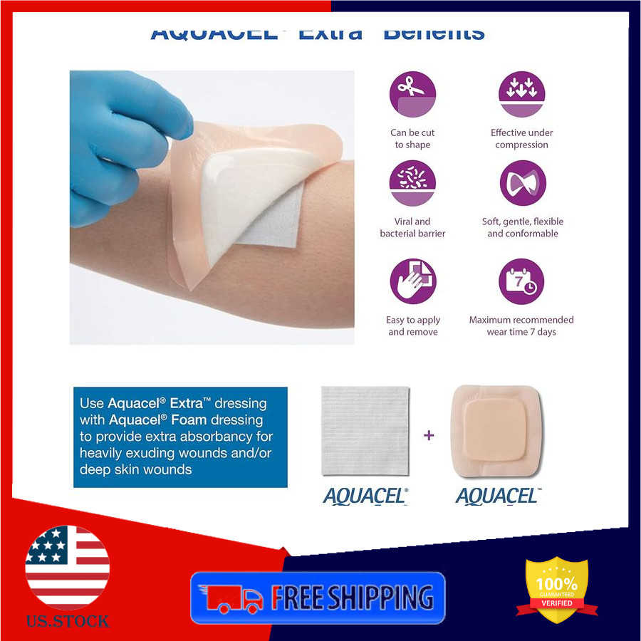 ConvaTec AQUACEL Extra 6"x6" Hydrofiber Dressing High Absorbency 5ct Box