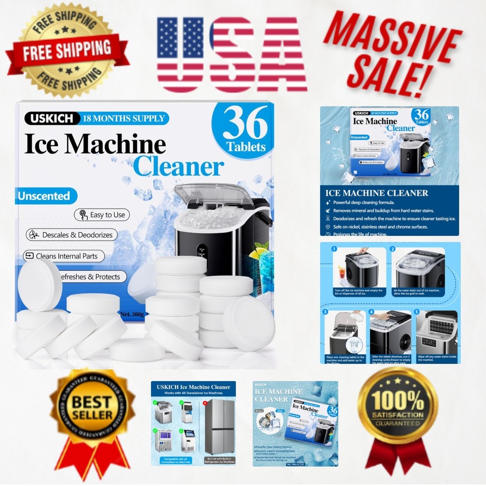 Crystal Clear Ice Maker Cleaner Tablets - 36 Count Compatible with TOP Brands