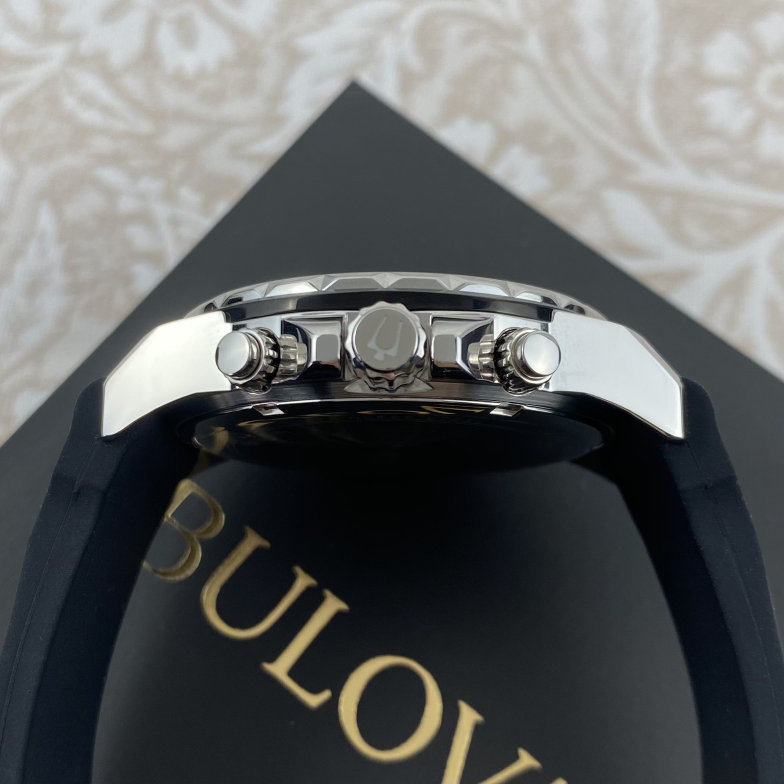 Bulova Marine Star 98B258 Automatic Blue Dial Black Rubber Strap Men's Watch