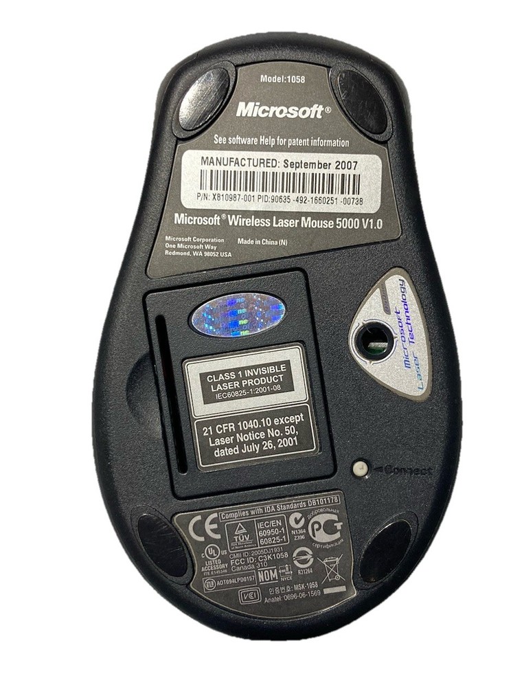 TESTED **Microsoft Keyboard Wireless 5000 W/ Mouse - 1058 & Receiver 3.1 M- 1028