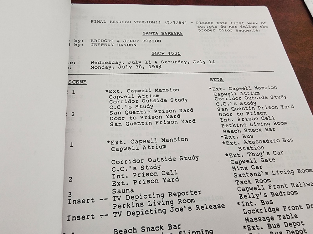 Soap Opera SANTA BARBARA PILOT script - Final Revised Version 9 July 1984