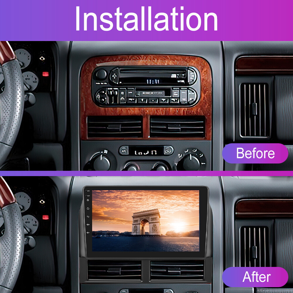 For Jeep Grand Cherokee 1999-2004 Apple Carplay Car Stereo Radio Android 15 Navi