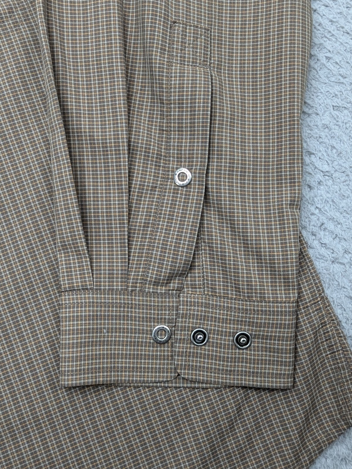 EX OFFICIO Shirt Mens XL XG Beige Check Lightweight Snap LS Mesh