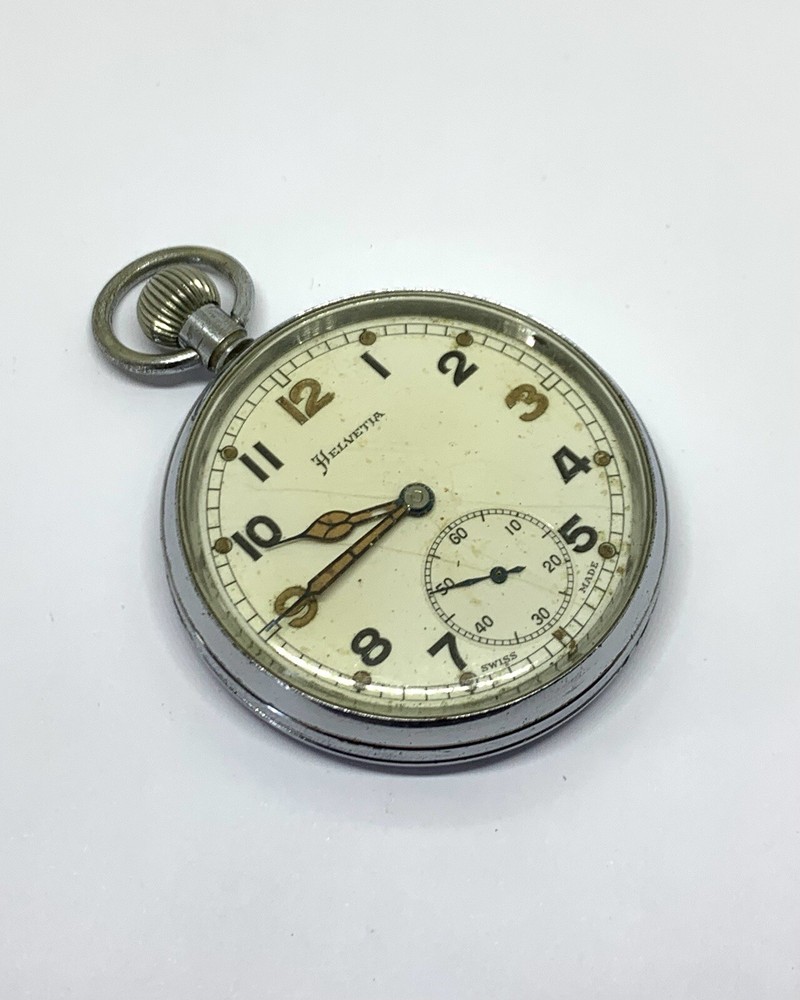 Fabulous WW2 British Military Swiss made Pocket Watch by Helvetia (c.1942)