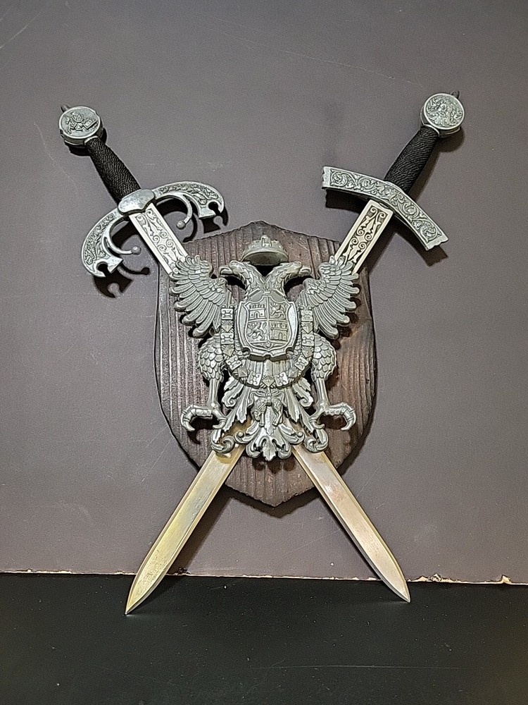 Vintage Dragon Double Dagger Sword Wall Plaque