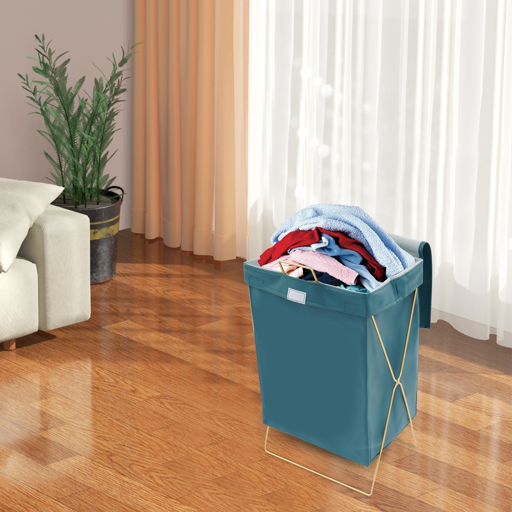 X-Frame Laundry Basket, Dirty Clothes Basket w/Lid, Foldable Laundry Hamper