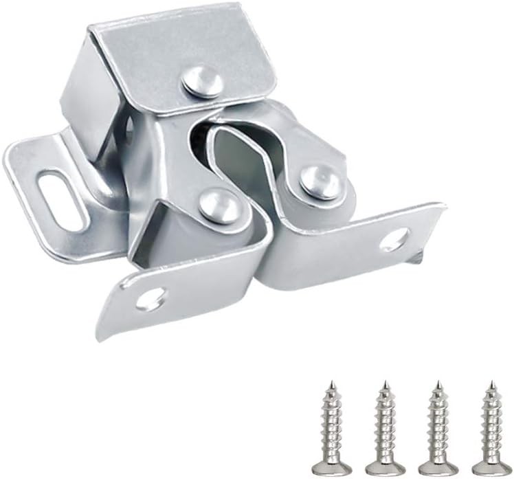 10 Pack Double Roller Catch Cabinet Latches with Spear Strike for Cupboard Close