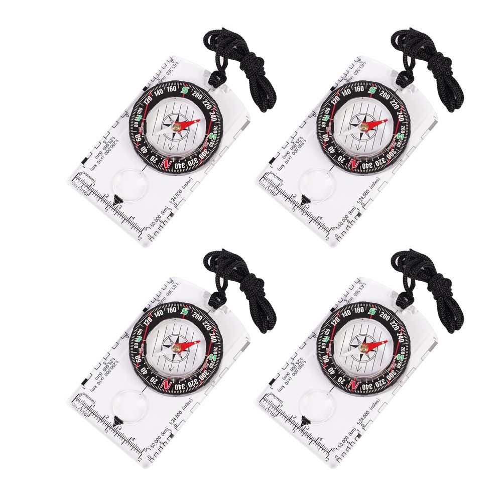 4 Pcs Outdoor Compass with Adjustable Declination,Magnifier,Ruler,Scale. Mult...