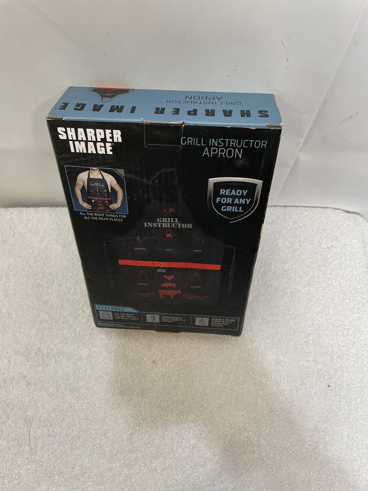 Sharper Image Backyard BBQ Barbecue Chef Black Grill Instructor Apron