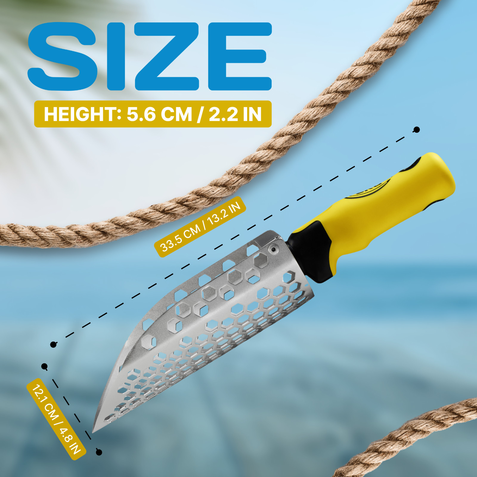 CKG Hand Sand Scoop for Metal Detecting with Ergonomic Yellow Handle