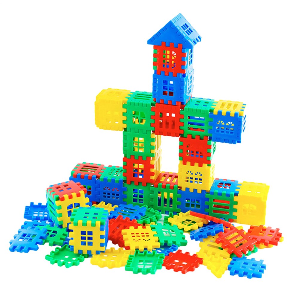 50-160PCS X Interlocking Blocks | Sensory Fun Waffle Blocks Interlocking Colorfu