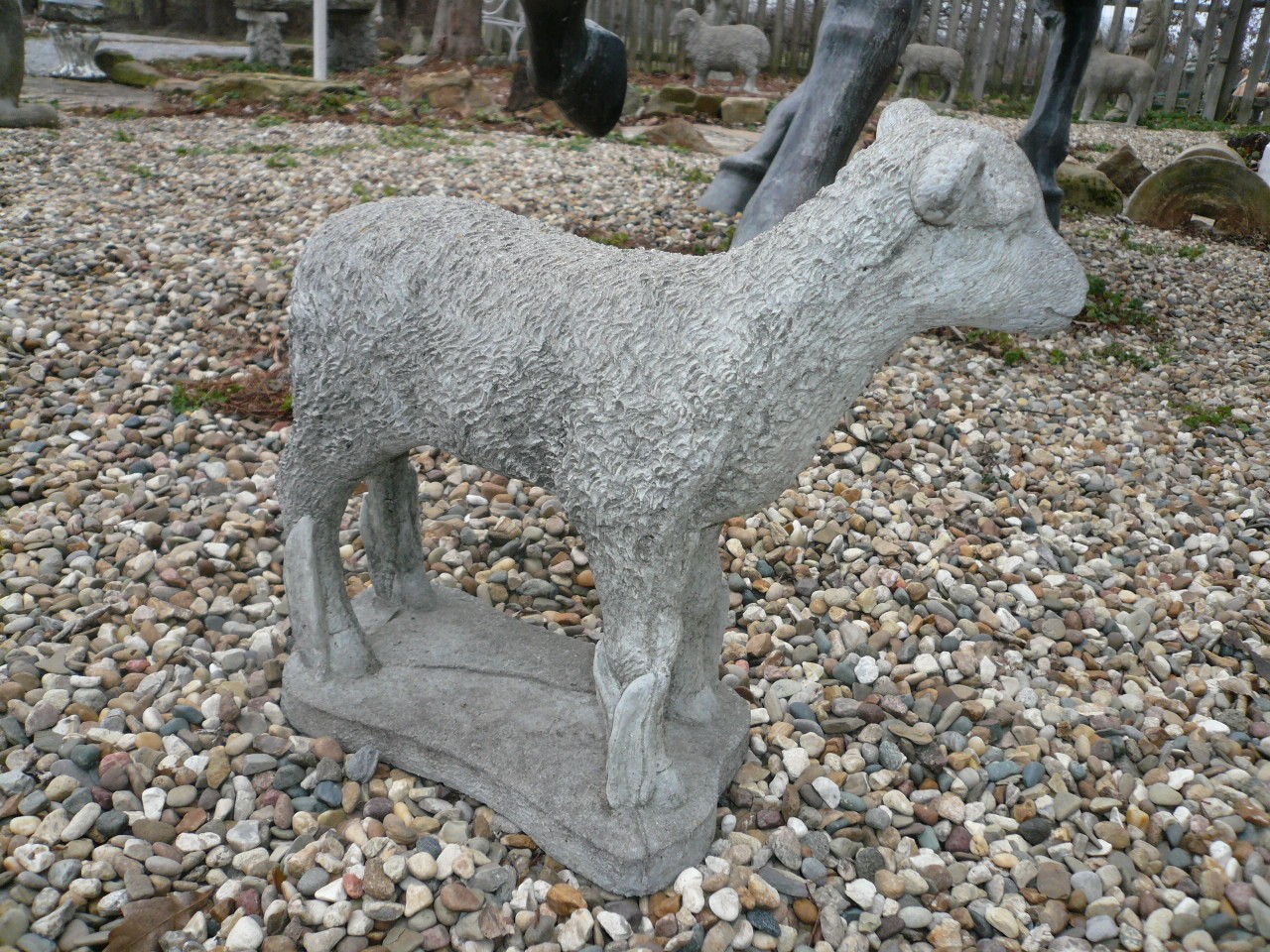 CUTEST EVER VINTAGE CEMENT/CONCRETE BABY GARDEN ORNAMENT LAMB 12" TALL