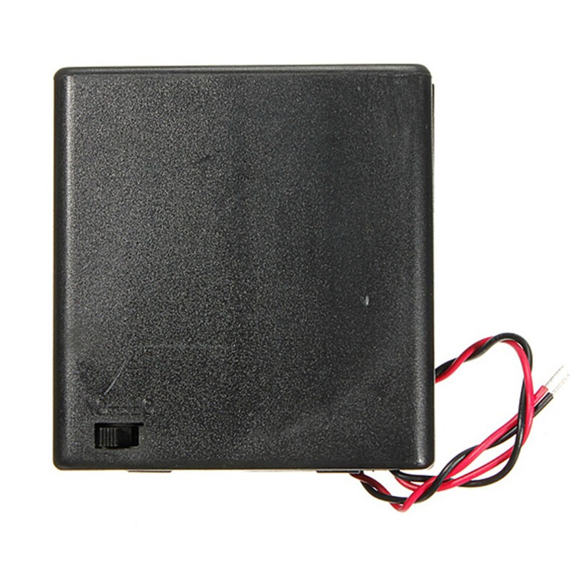 4-AA Slots Battery Spring Clip 6V Holder Case Plastic With On/Off Switch and Lid
