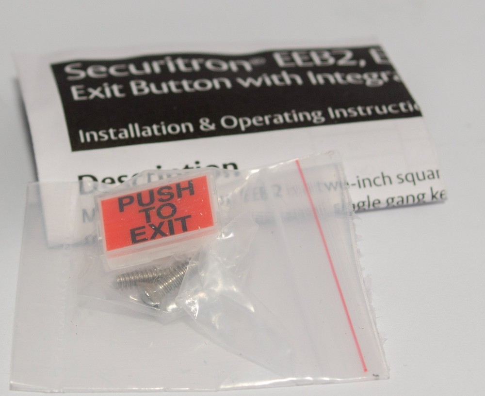 Securitron® Emergency Exit Button Narrow with 30sec Timer Grn/Red Lens (EEB3N)