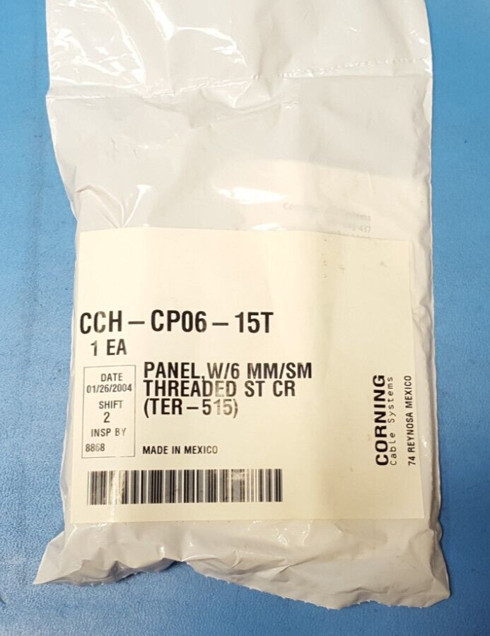 FIBER PATCH PANEL, CCH-CP06-15T, 6 CORD, Corning, ST MULTIMODE/ MM LOADED