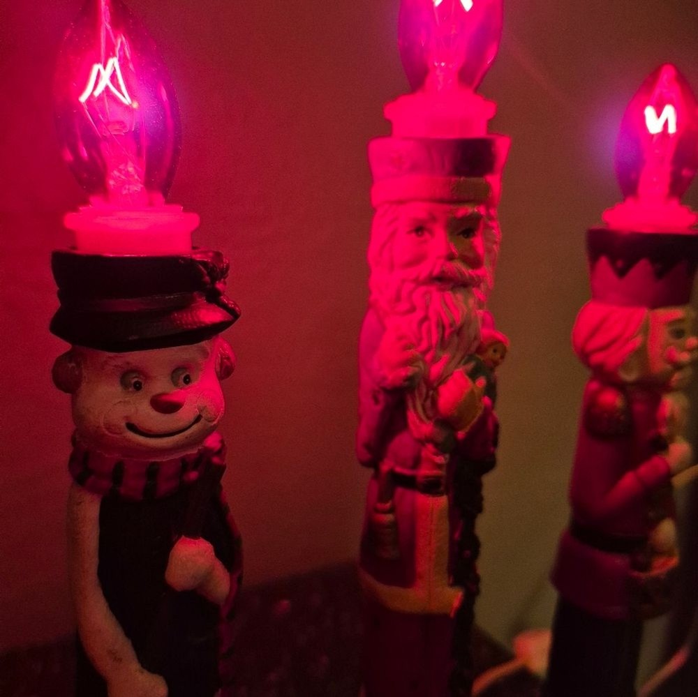 Vintage Nutcracker and Snowman Candlestick Christmas Light