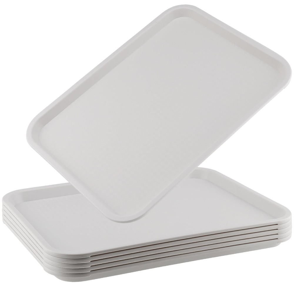 ZOENHOU 6 Pack 14 x 10 Inch Plastic Fast Food Tray, Rectangular Plastic Cafet...