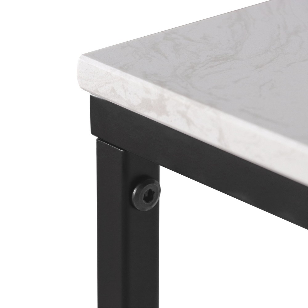 Sleek Console Table W/ Marble Stone Top Compact Entryway Table