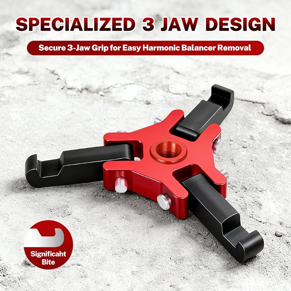 BILITOOLS Harmonic Balancer Puller Set, Upgraded 3-Jaw Pulley Puller with Hol...