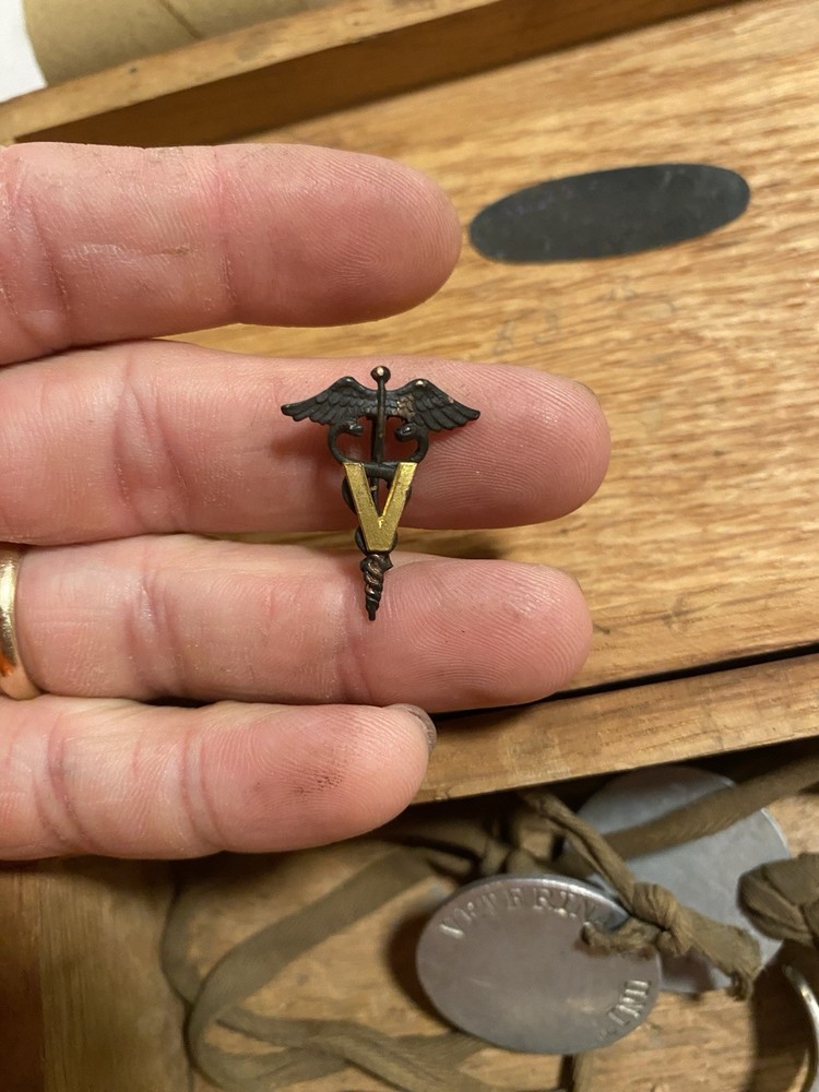 Ww1 Military Lot Rare Veterinary Unit Dog tags With Paperwork And More