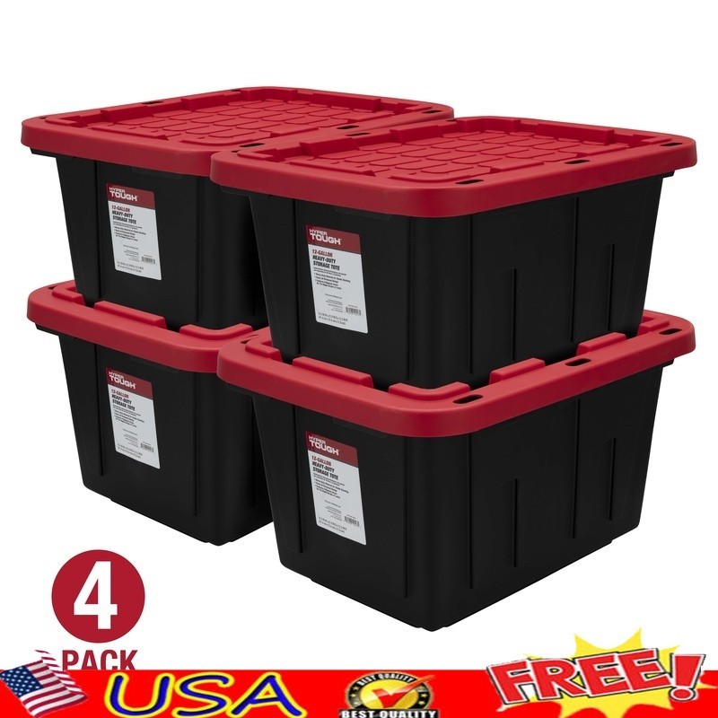 Durable Stackable Storage Tote Box W/ Snap Lid Organizing Household Items New