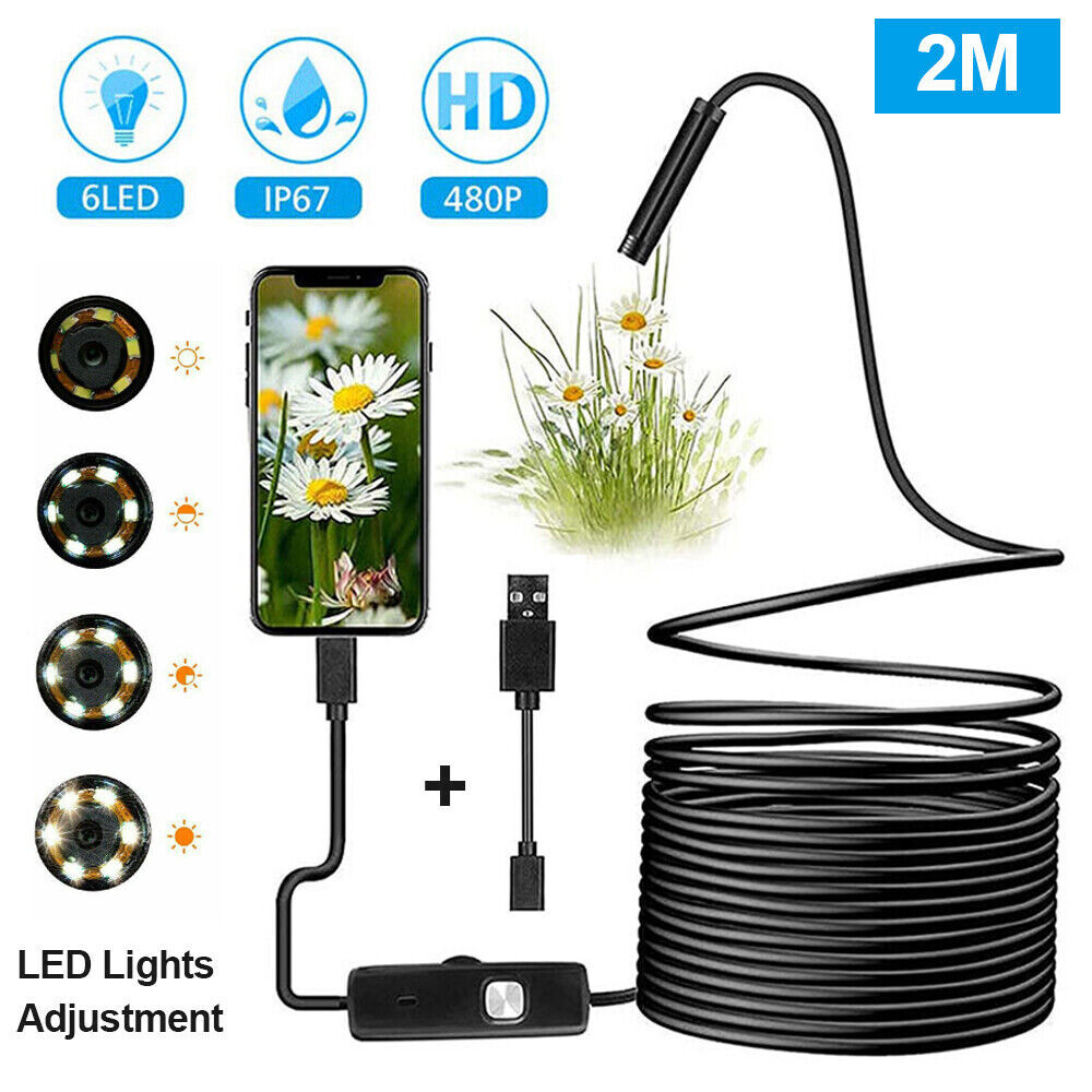 2M HD USB Endoscope Borescope Inspection Camera Scope for Android Type-C Phone