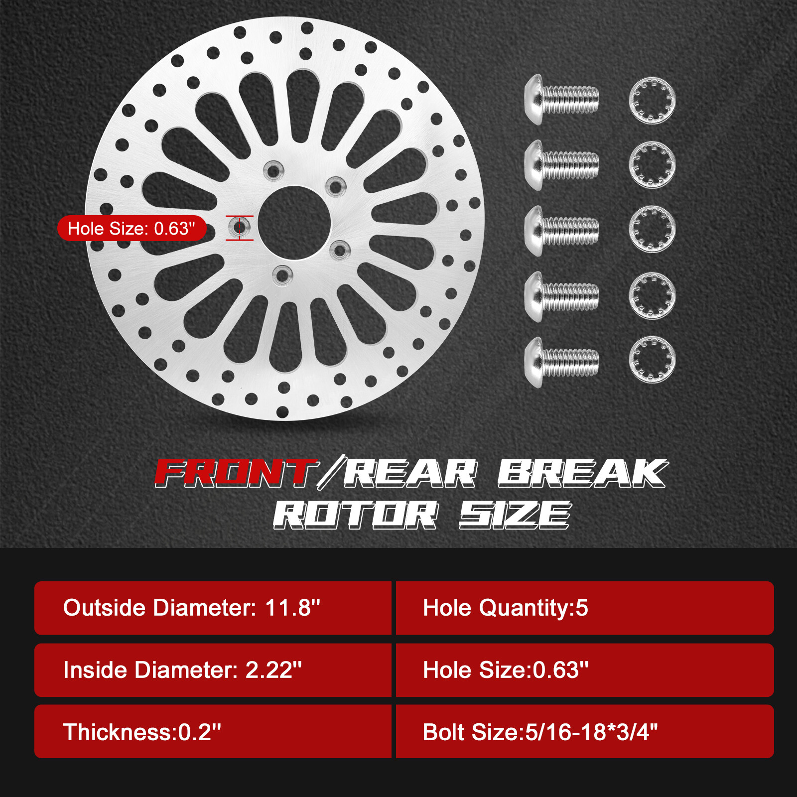 Harley Front Rotor 11.8 Set w/ Bolts for Touring Bagger Models 2008 Above US