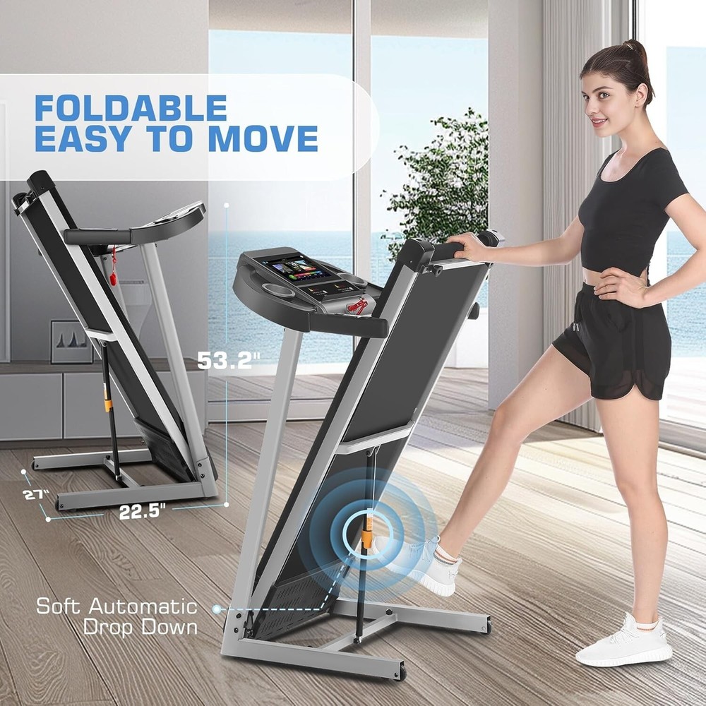 3.25HP Electric Treadmill Folding Running Machine w/10'' Touchable Screen 9mph