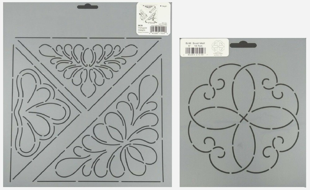 2 Triangular Quilting Scroll Motif Quilt Stencils Feather Block Designs Template