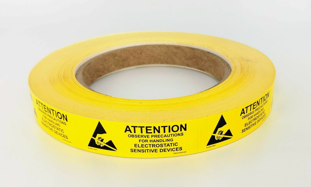 1000 Labels 5/8" x 2" Anti-Static Electrostatic Sensitive Attention RS-471