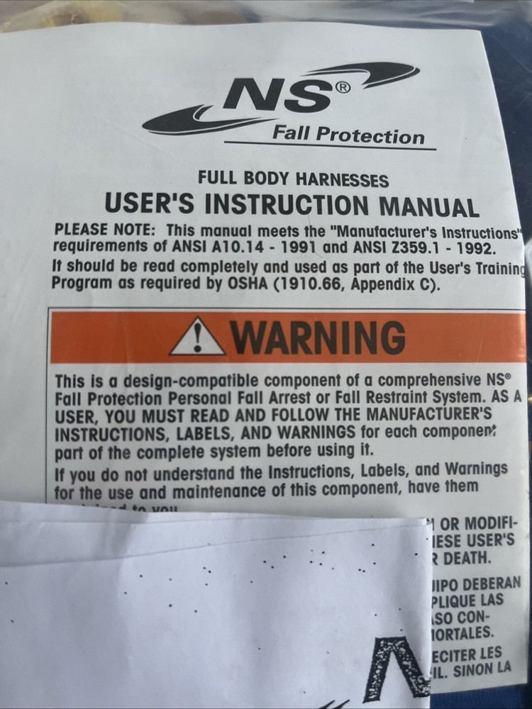 NS Fall Harness with Shock Absorbing Lanyard