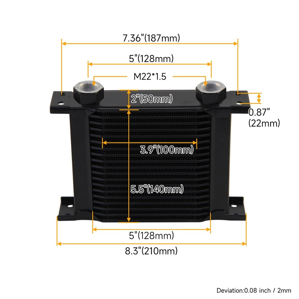 Universal 19 Row Transmission Engine Oil Cooler M22×1.5 Female Ports Aluminum