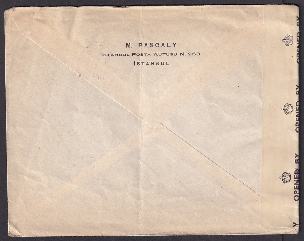 Turkey World War 2 censor cover to UK