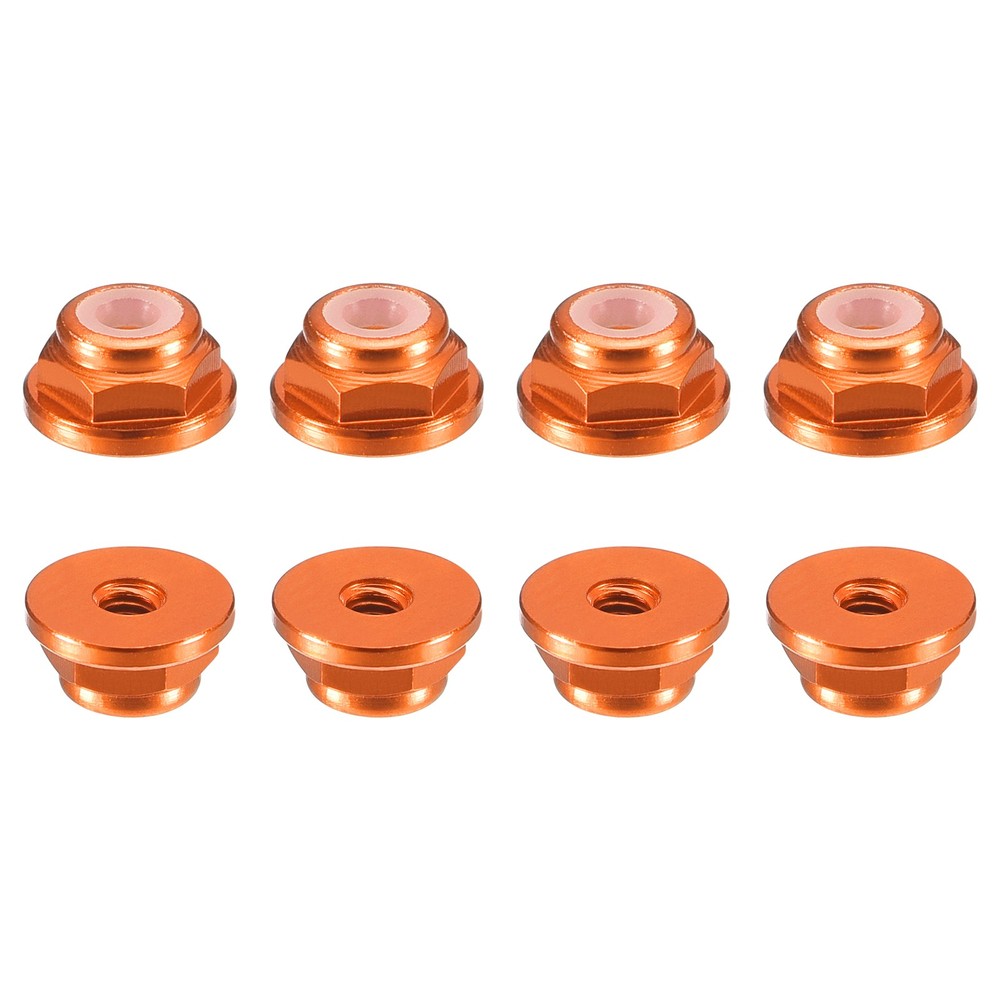 Nylon Insert Hex Lock Nuts, 8pcs - M2x0.4mm Self-Locking Nut(Orange)