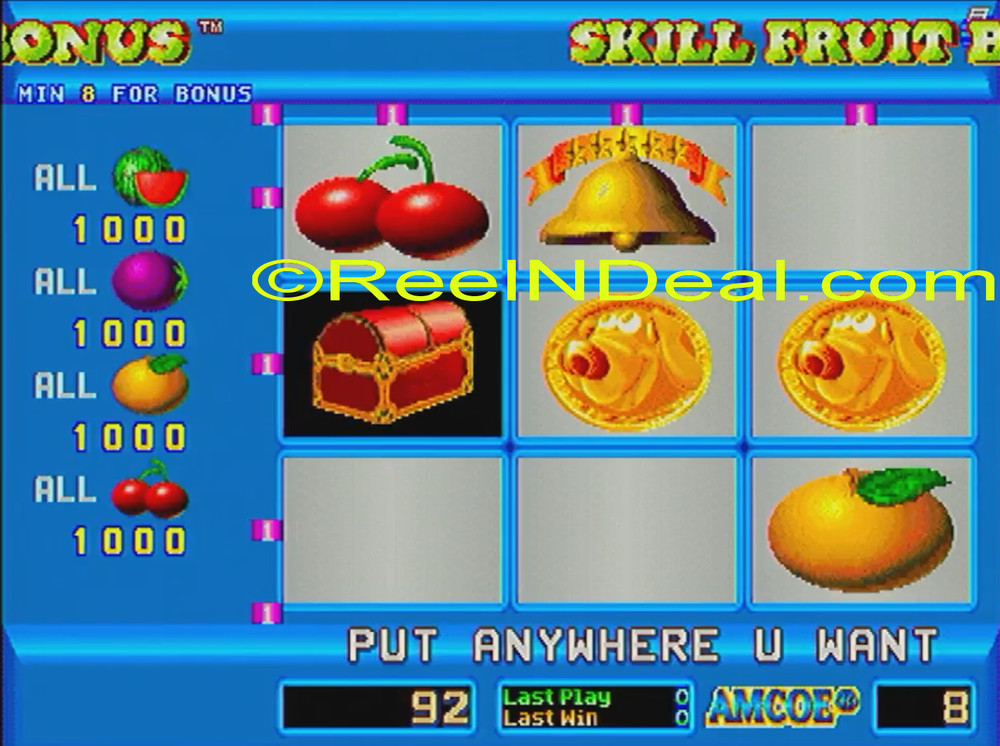 Amcoe Skill Fruit Bonus Cherry Master 8-Liner Slot Machine Skill Only Game