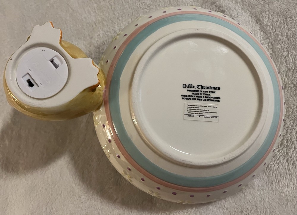 Mr. Cottontail 8" Ceramic Easter Illuminated Candy Dish Chick & Easter Basket