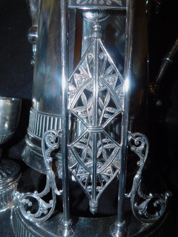 ANTIQUE PAIRPOINT SILVERPLATE SILVER PLATE TILTING WATER PITCHER ON STAND GOBLET