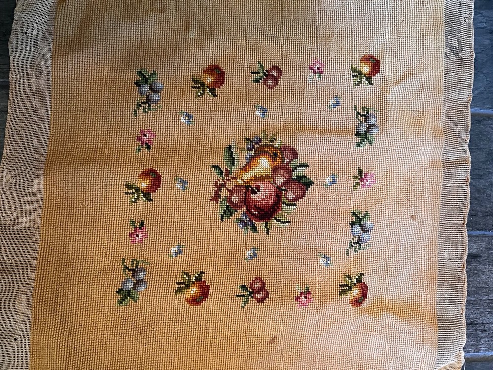 Antique Vintage Bucilla Fruit Pre-worked Needlepoint Square