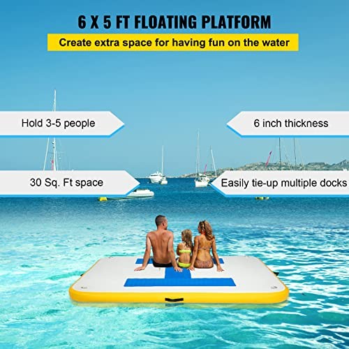 VEVOR INFLATABLE FLOATING DOCK 6 X 5 FT DOCK PLATFORM 6" THICK - Scratch & Dent