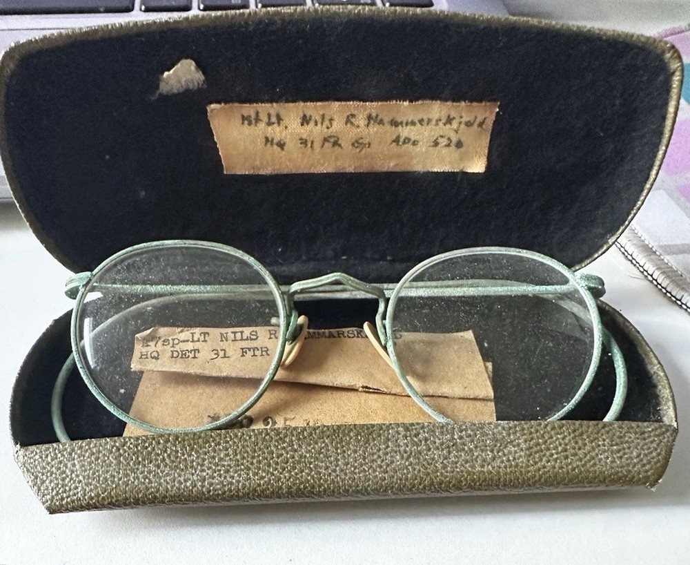 WWII Identified Pilot/Officer Eyeglasses 31st Fighter Group - Lt. Hammarskjold