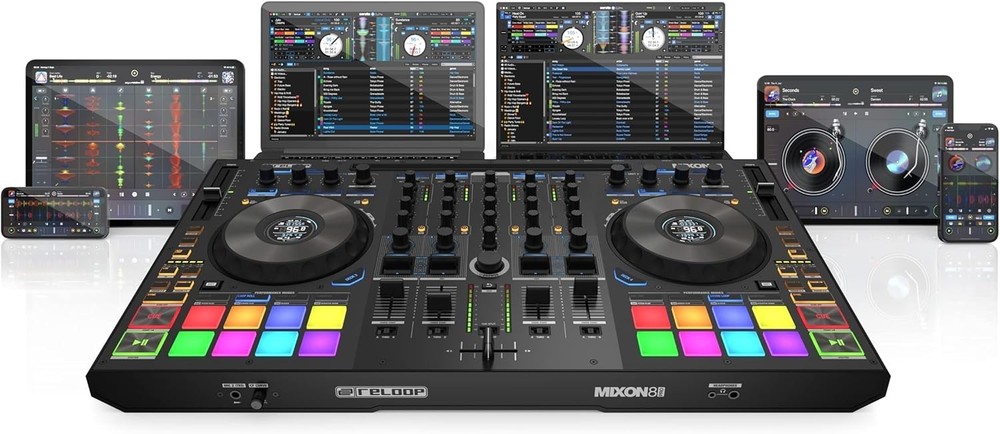 Pro 4-Channel DJ Controller with Enhanced Jog Wheels & Multi-Mode Performance