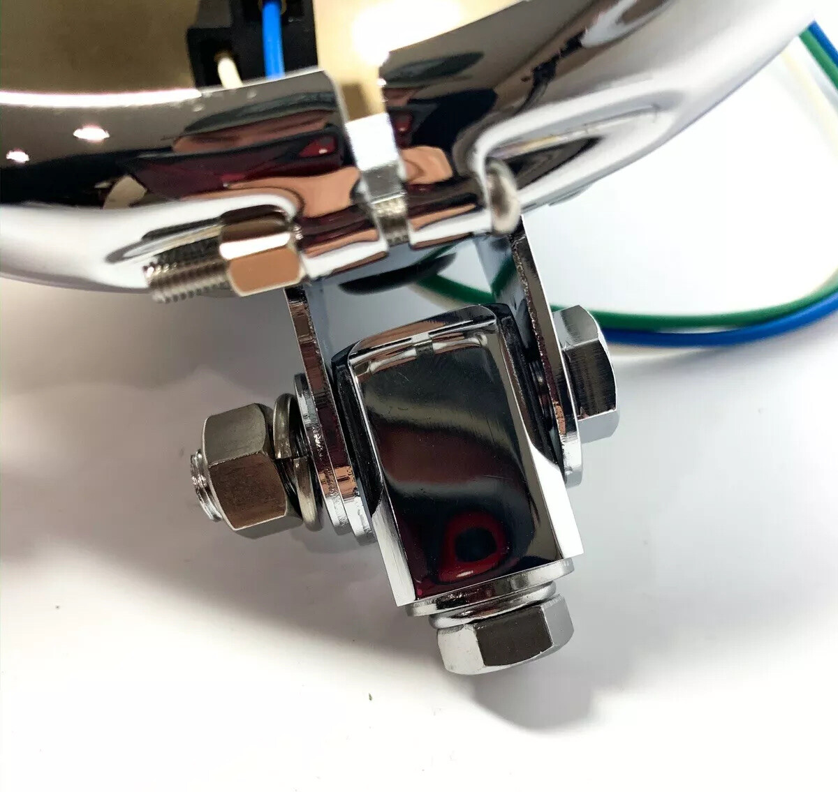 Chrome Motorcycle Headlight Headlamp Bucket Housing Bottom Mount - 5 3/4" Inch