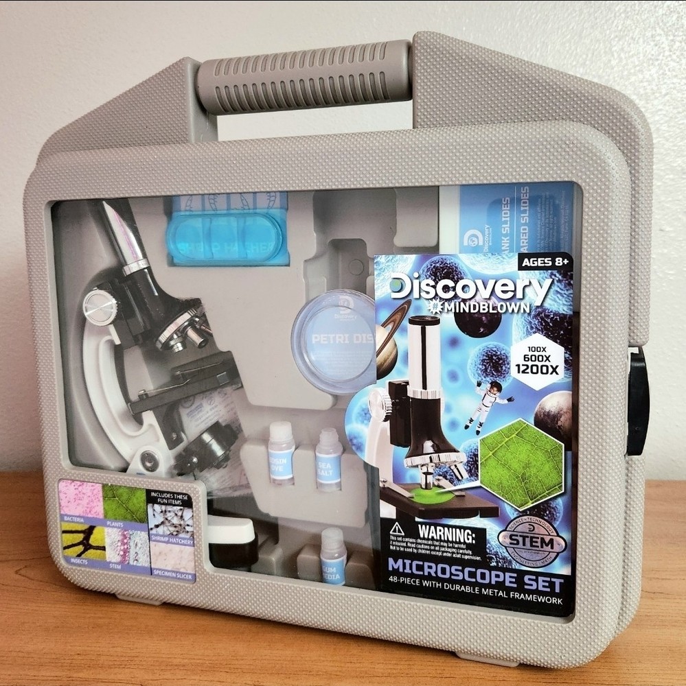 Discovery #Mindblown Microscope Set STEM Activity Slides Test Tubes Tools Pietri